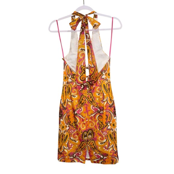 NWT An Original Milly Of New York Orange Pink Paisley Halter Dress Size 2 $375 - Picture 5 of 16